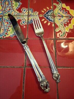 Reed & Barton Silverpl Golden Crown Dinner Knife & Fork New Old Stock Vntg 1969
